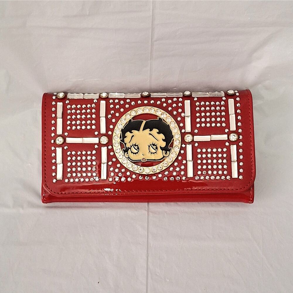 Betty Boop Red Rhinestone Studded Wallet Clutch